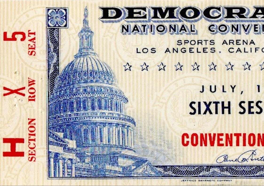 American 1960 Democratic National Convention Floor Ticket, John F. Kennedy Nomination