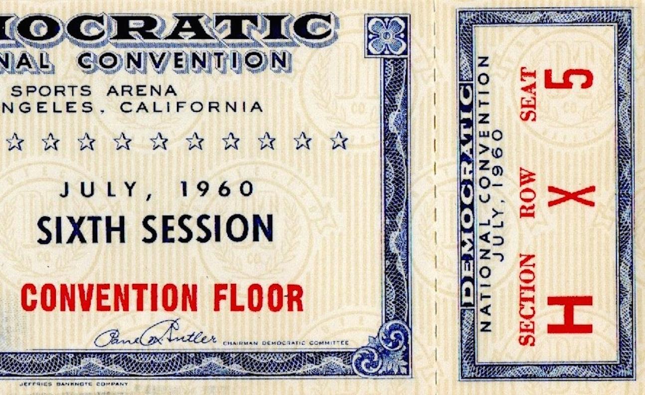 1960 Democratic National Convention Floor Ticket, John F. Kennedy Nomination In Good Condition In Colorado Springs, CO