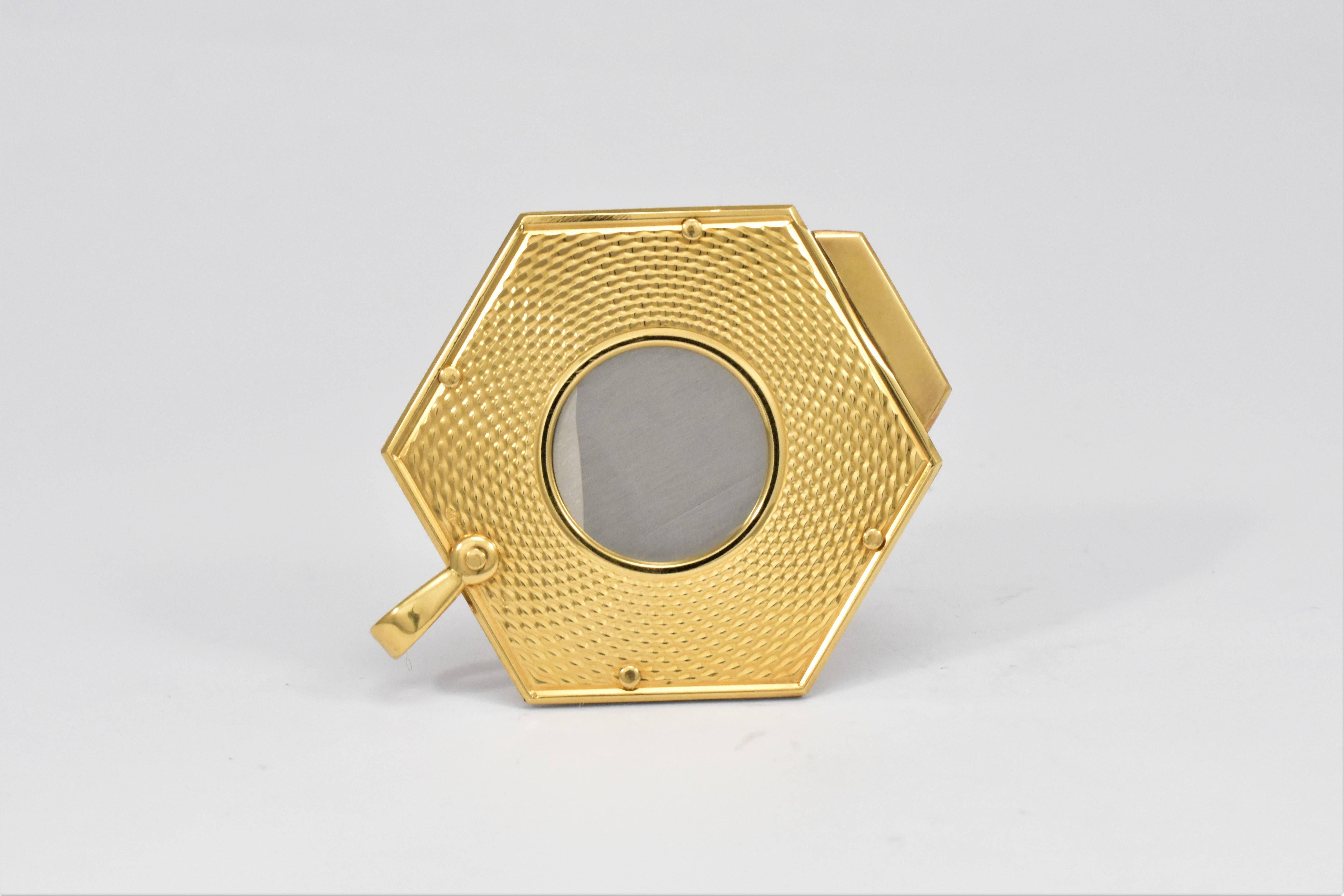 French 1960 Eloi Gold Cigar Cutter Hexagon 'Tested 18-Karat'