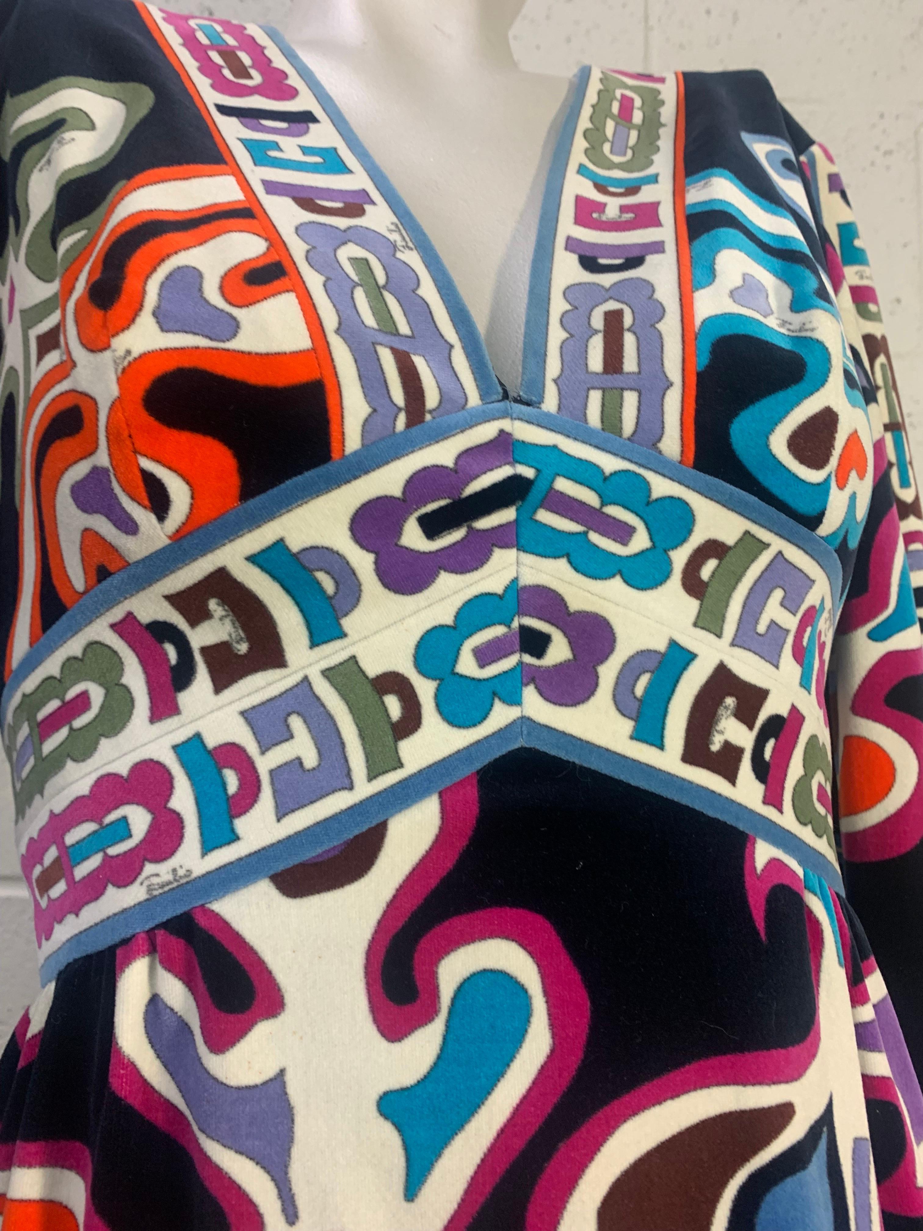 1960 Emilio Pucci Cotton Velveteen Colorful Print Knee-Length Mod Dress  1