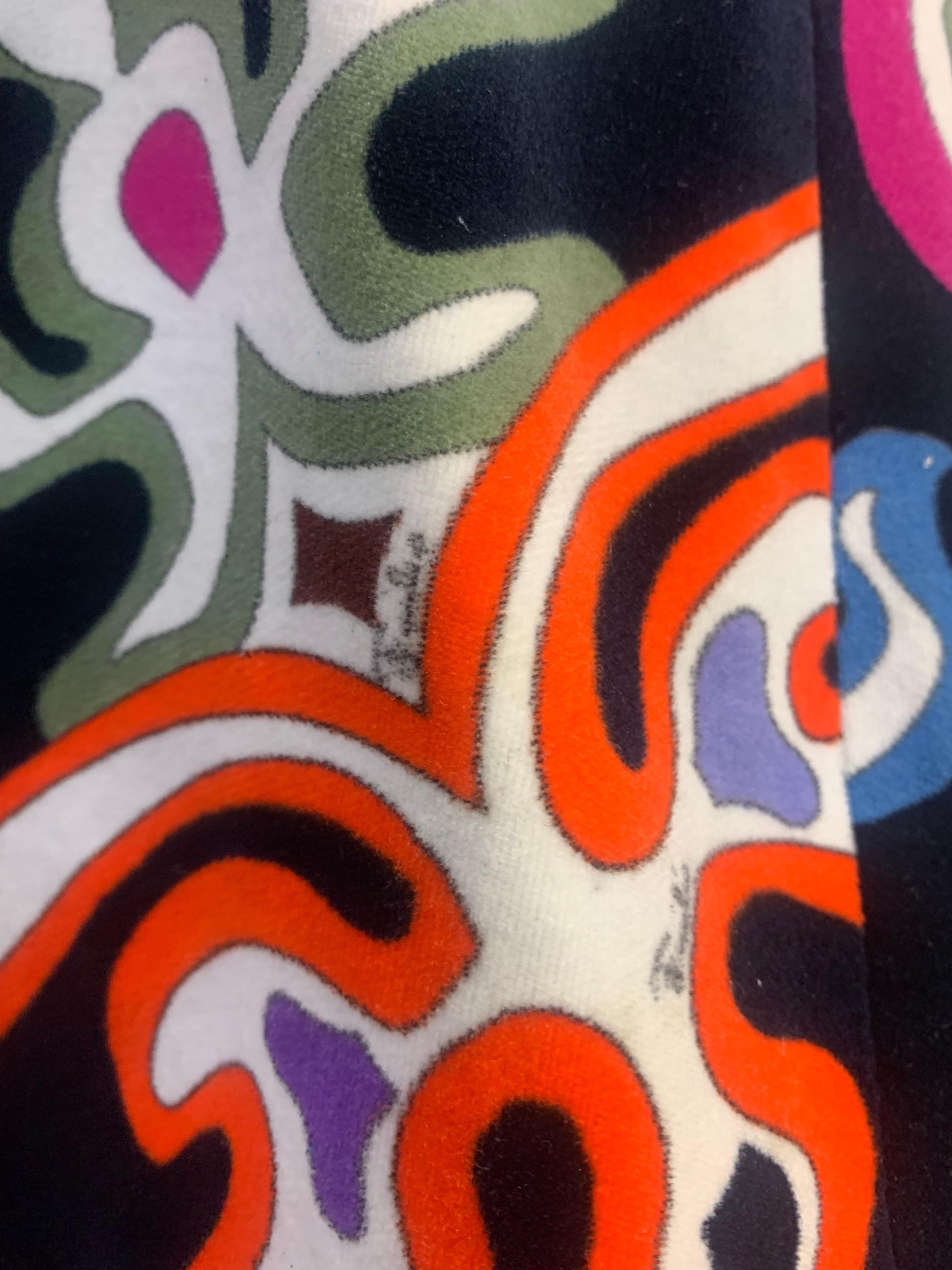 1960 Emilio Pucci Cotton Velveteen Colorful Print Knee-Length Mod Dress  3