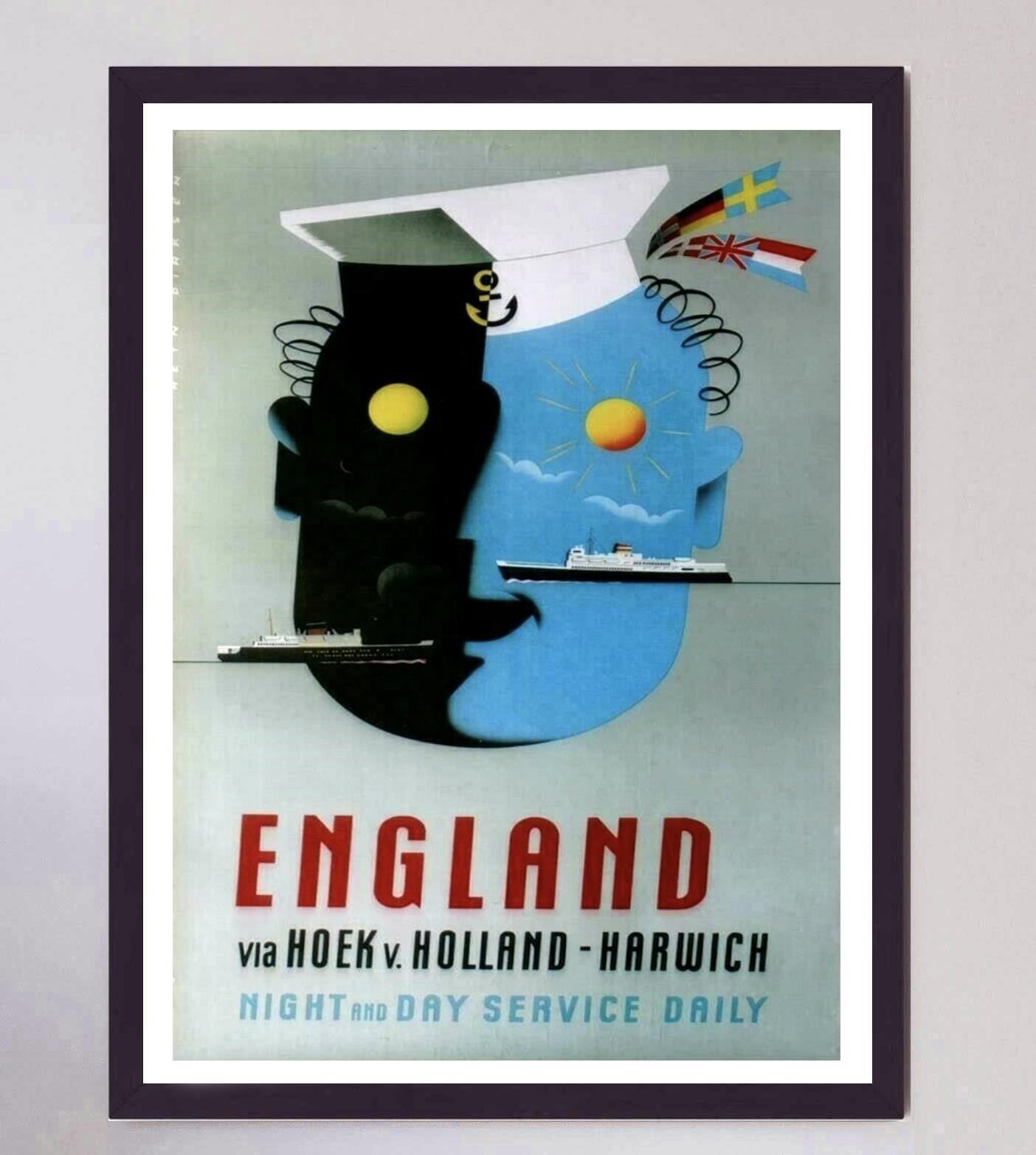 Mid-20th Century 1960 England, Night and Day Service Daily Original Vintage Poster For Sale