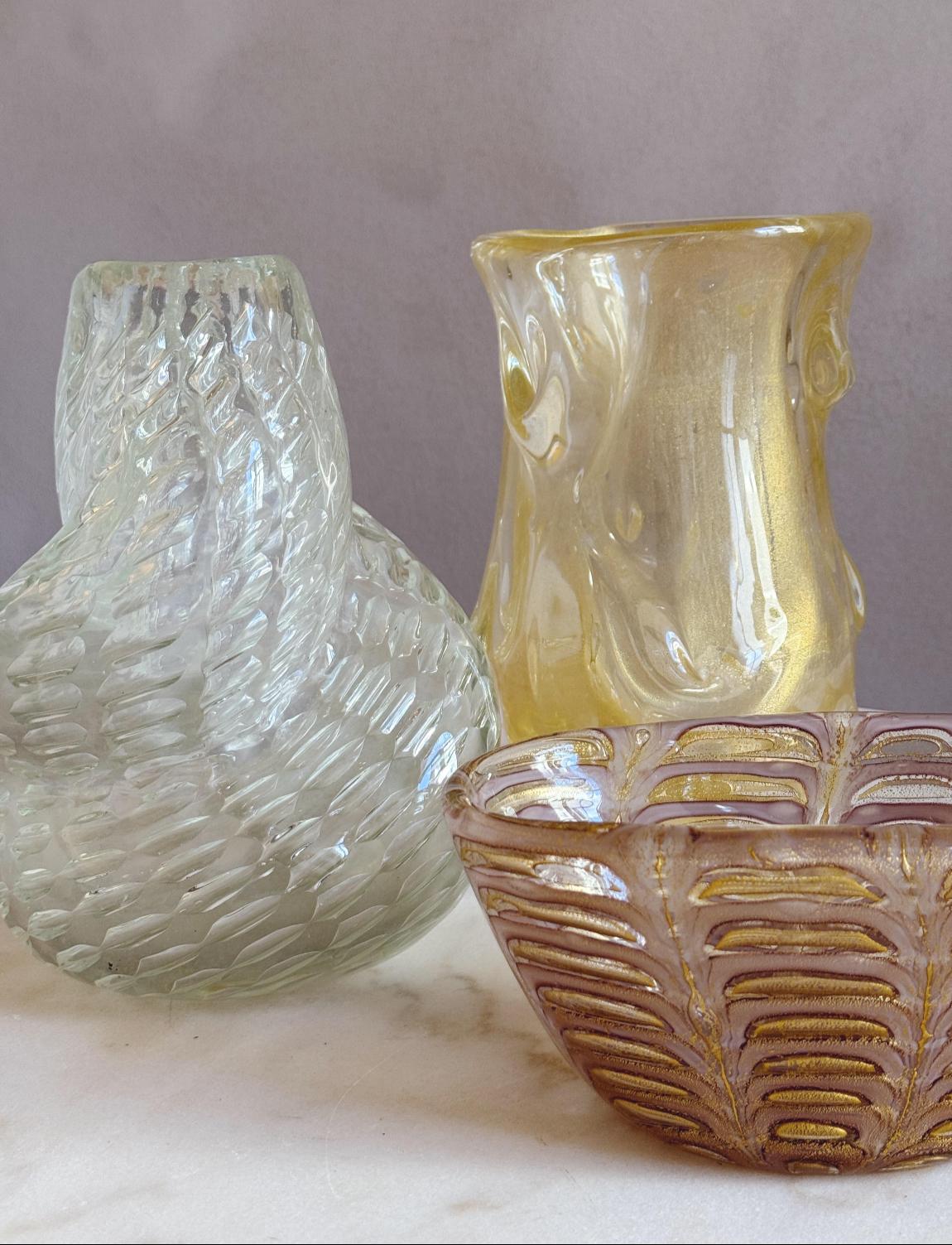 1960 Ercole Barovier Bol italien en verre de Murano doré en vente 2