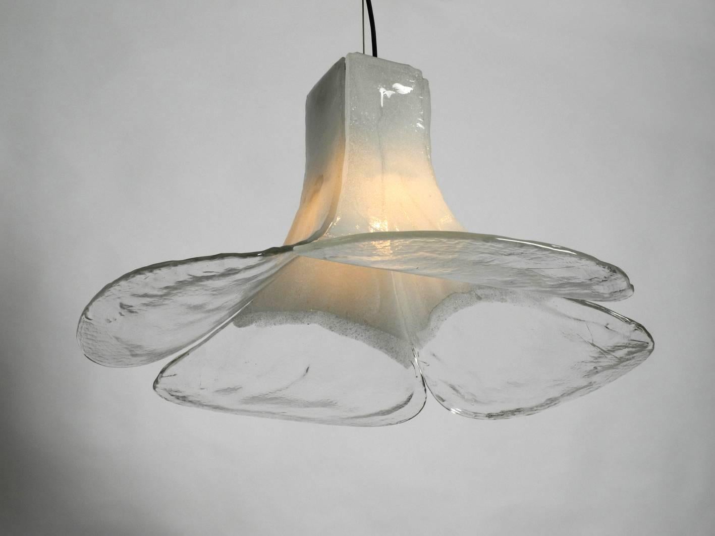 1960 Extra Large Mazzega Vetri Murano Glass Flower Ceiling Lamp 4