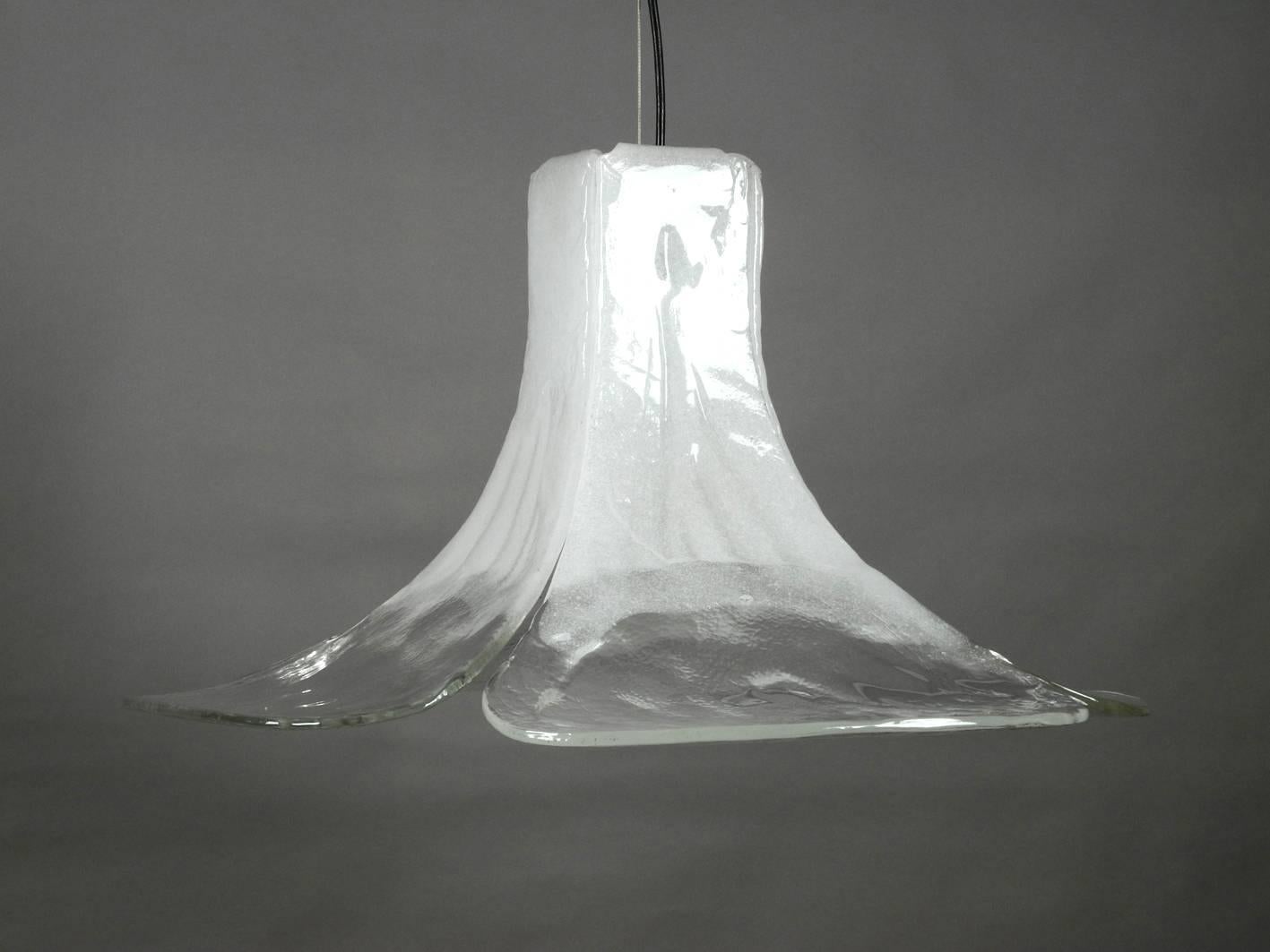 1960 Extra Large Mazzega Vetri Murano Glass Flower Ceiling Lamp 2