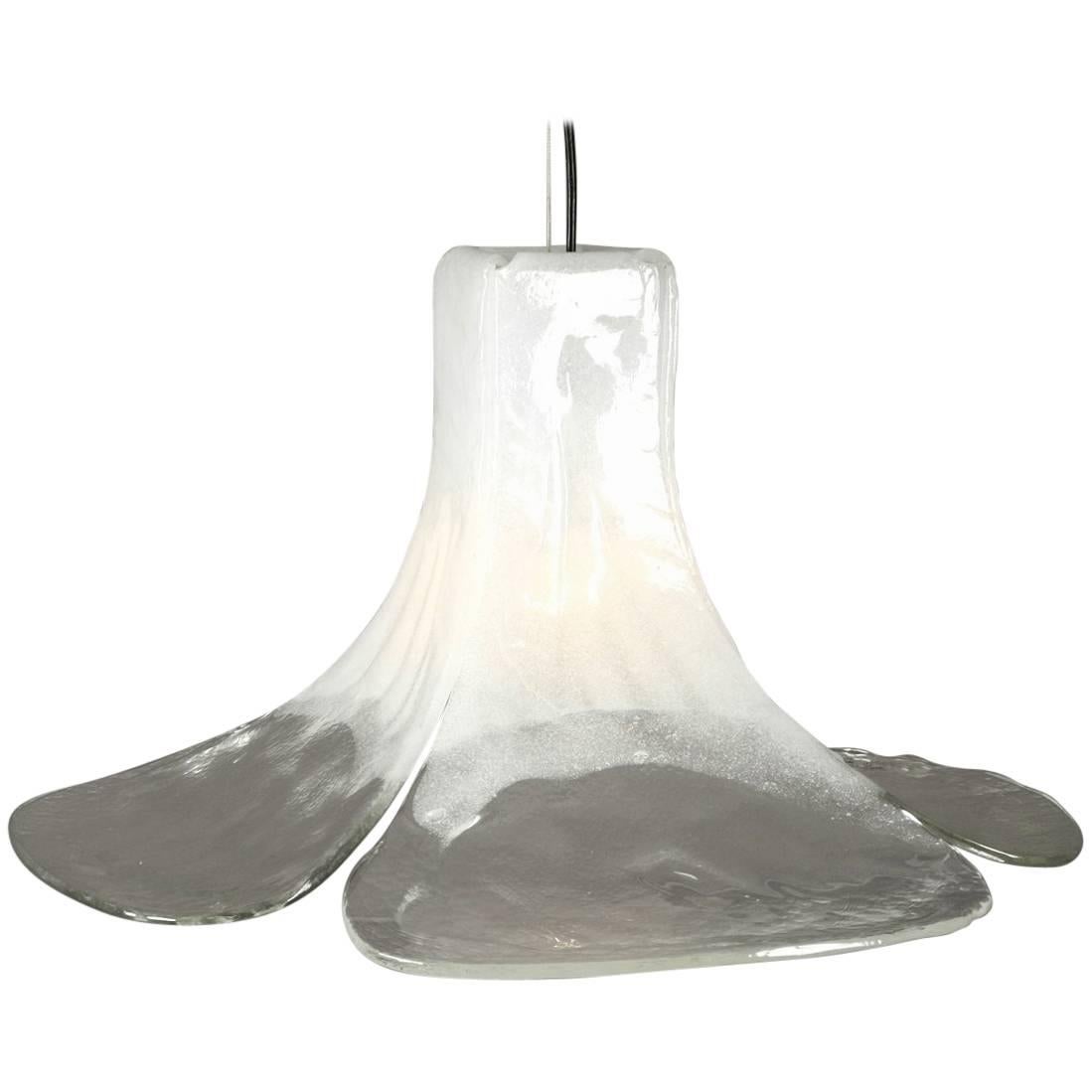 1960 Extra Large Mazzega Vetri Murano Glass Flower Ceiling Lamp