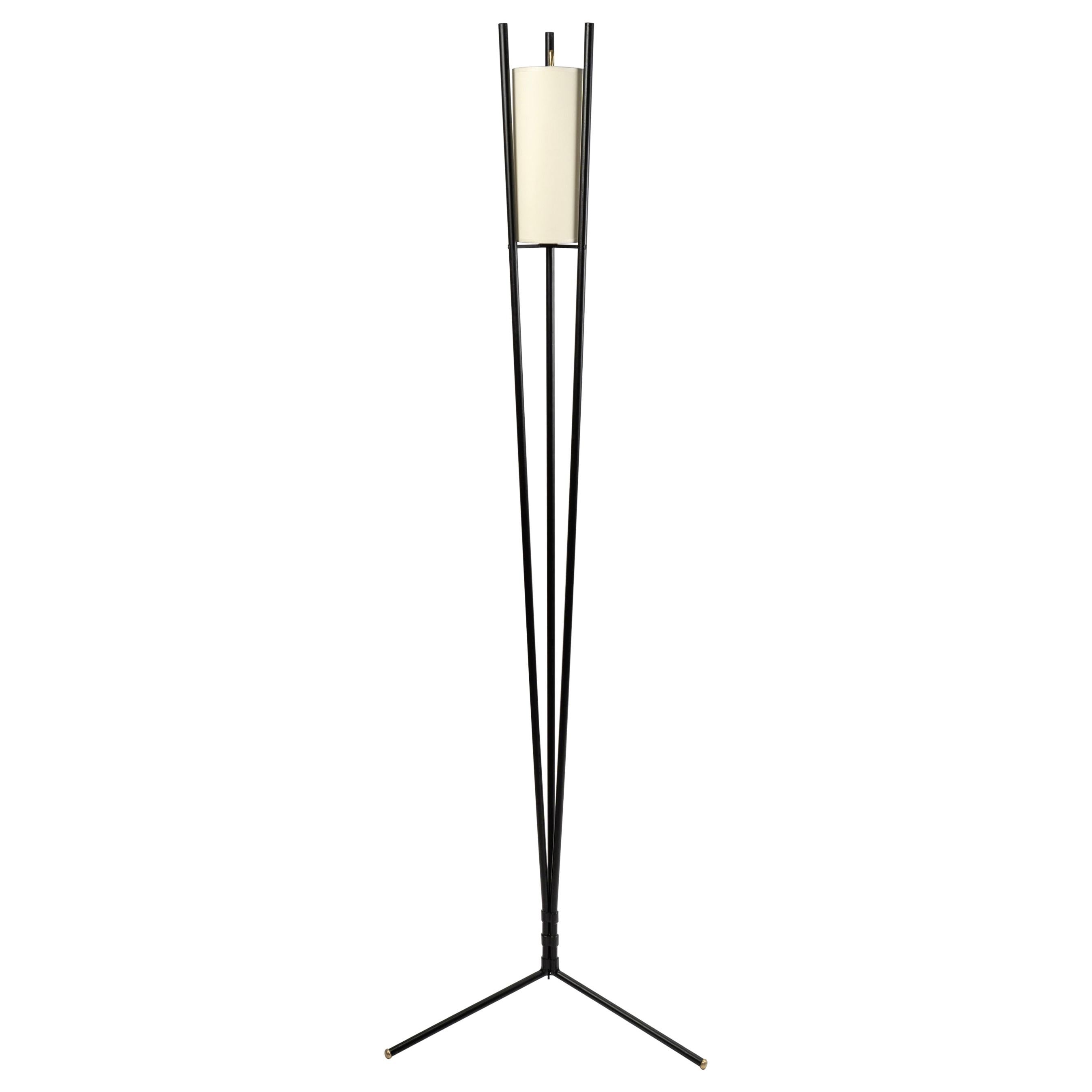 1960 Floor Lamp in Wrought Iron and Gilded Brass Ateliers Vallauris
