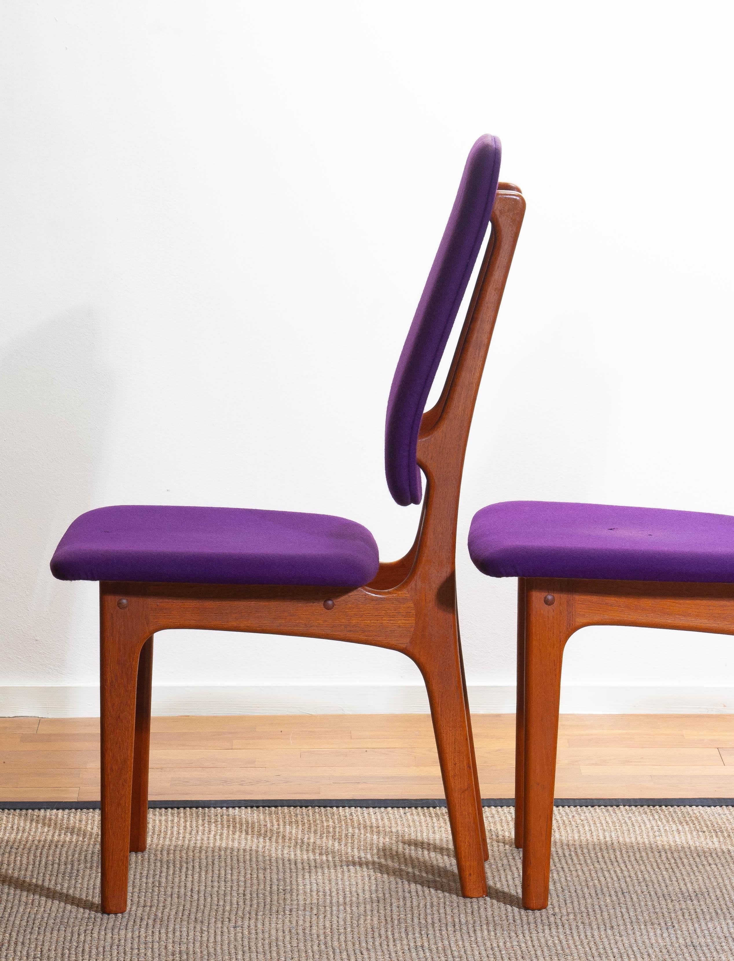 1960, Four Slim Teak High Back Dinning Chairs by Erik Buch for O.D. Möbler 5