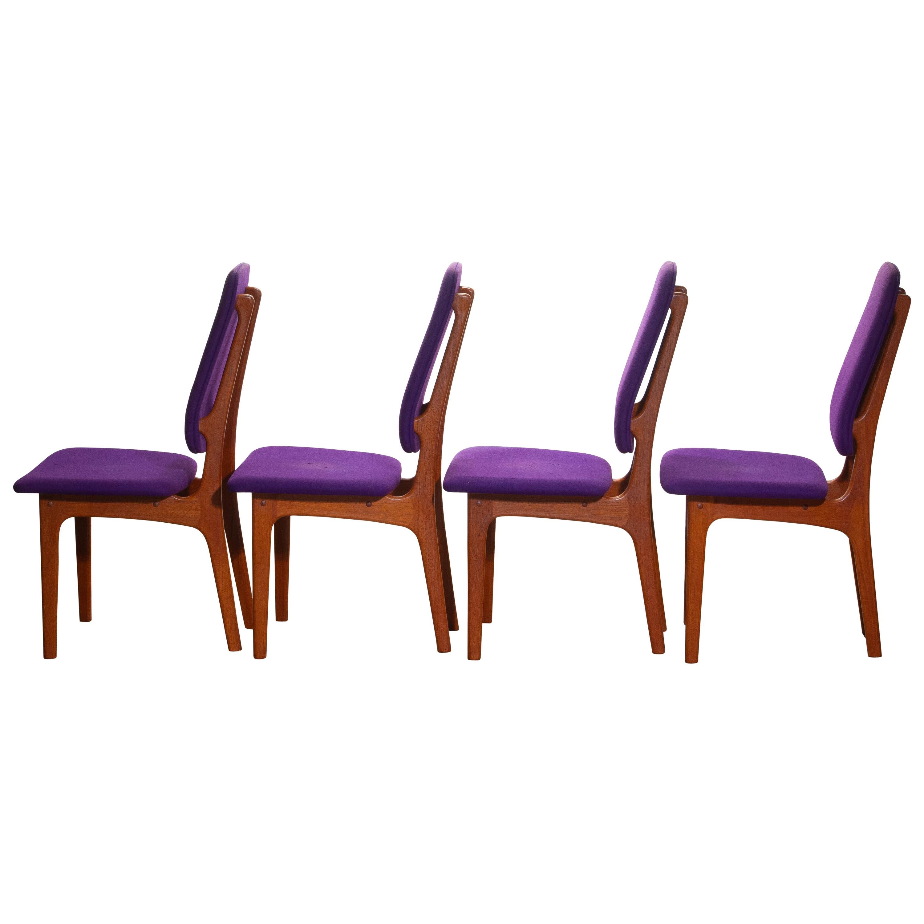 1960, Four Slim Teak High Back Dinning Chairs by Erik Buch for O.D. Möbler 9