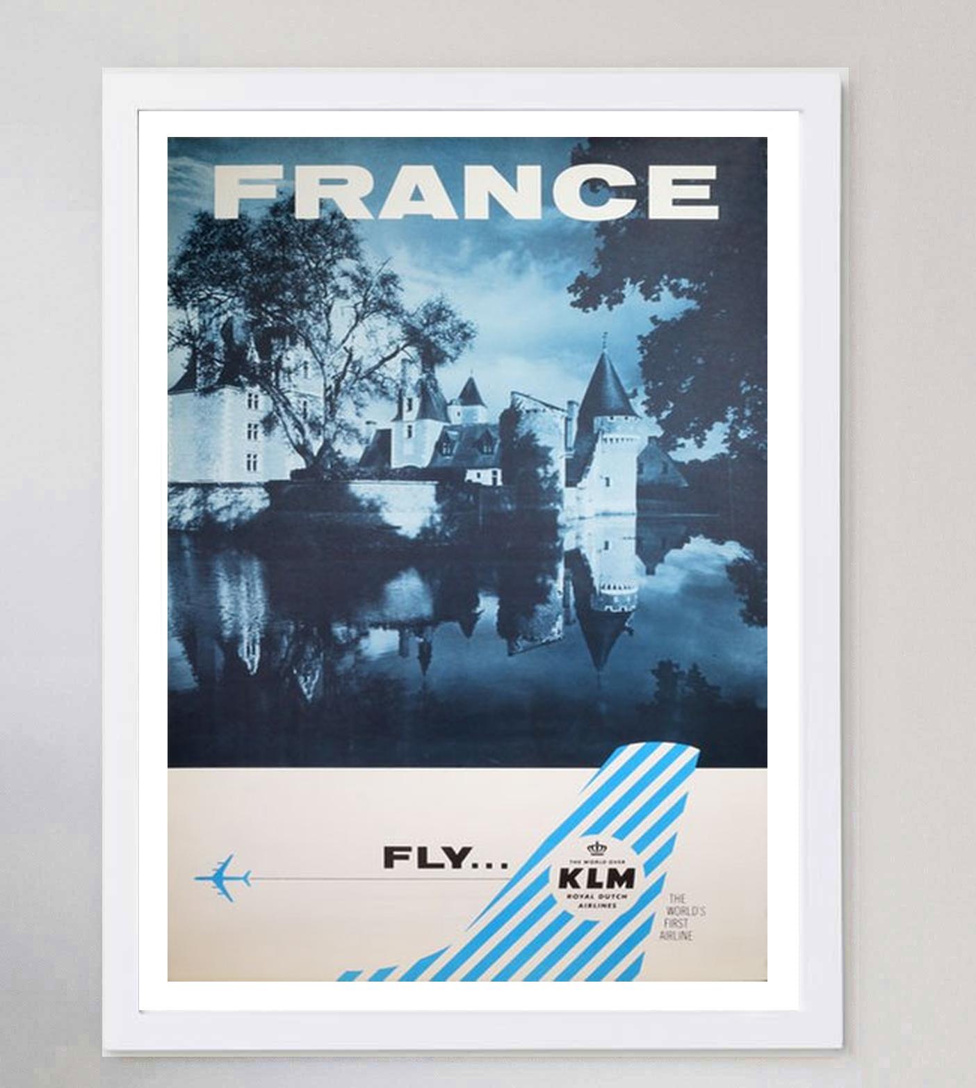 Affiche vintage originale de Fly KLM, France, 1960 Bon état - En vente à Winchester, GB
