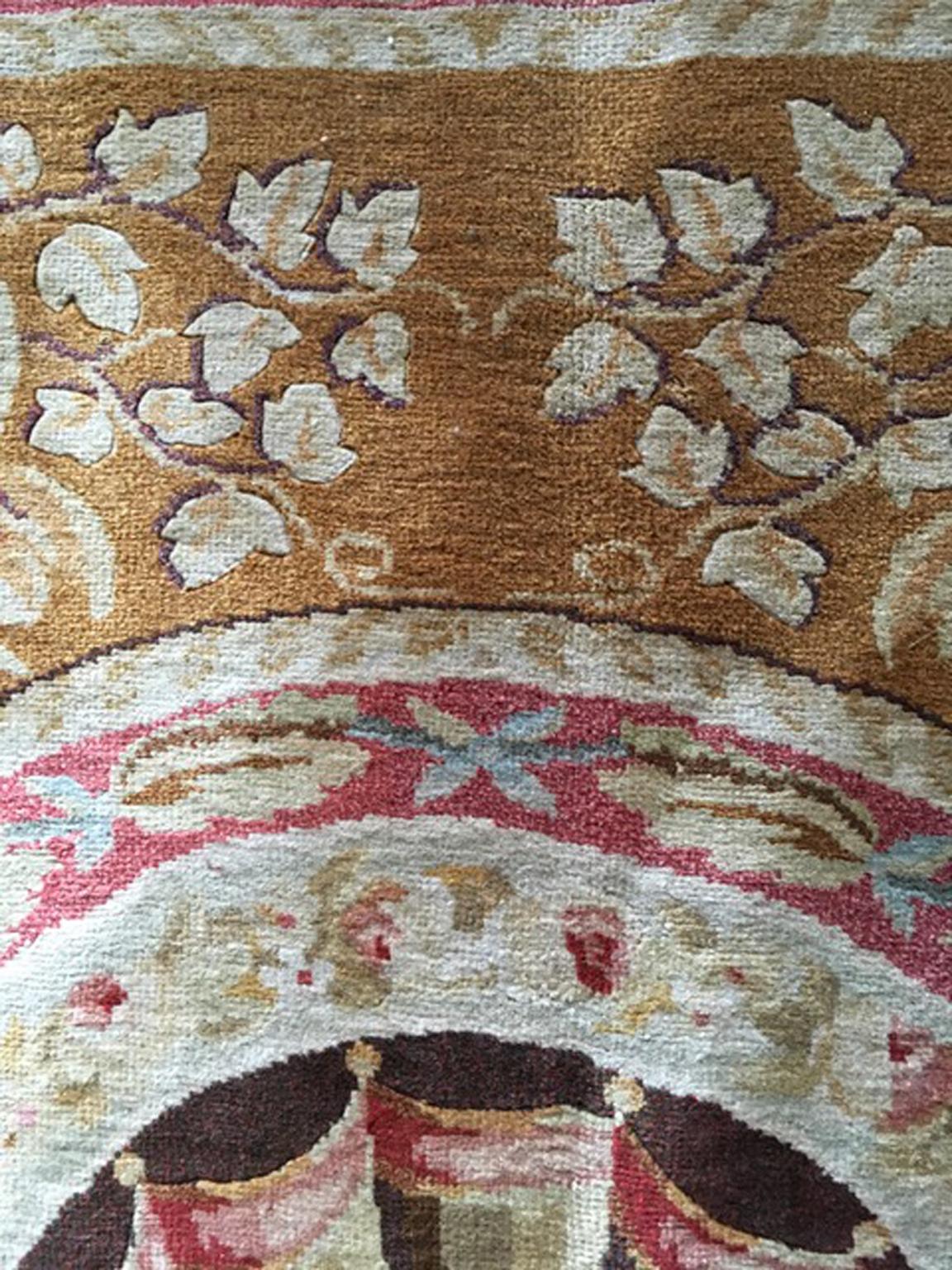 1960 Aubusson France Rug in Pink and Blue Colors For Sale 3