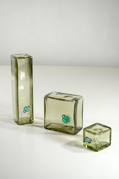 1960 Fulvio Bianconi Vistosi Murrine Murano Glass Set of 3 Vases