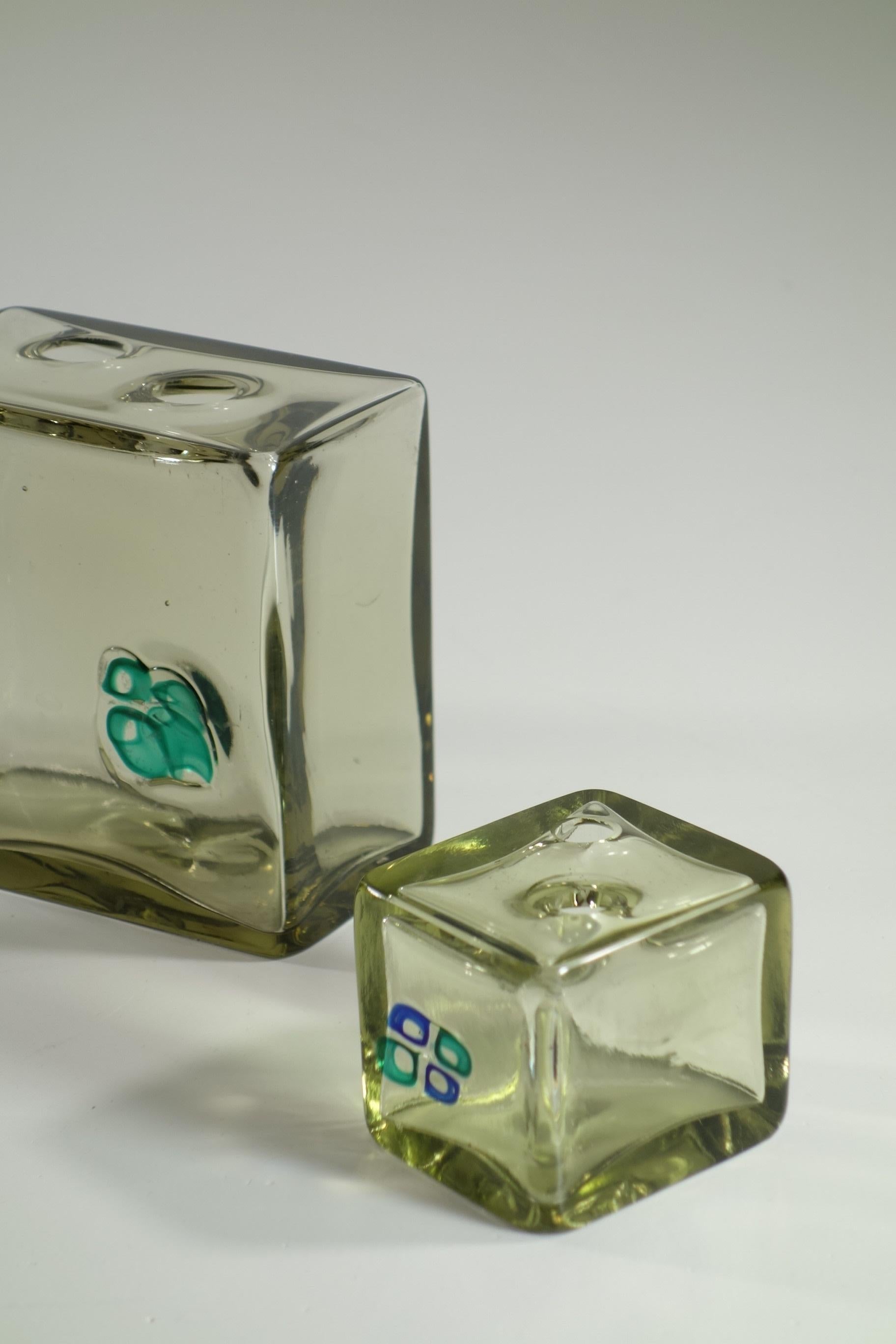 1960 Fulvio Bianconi Vistosi Murano Set di 3 vasi in vetro di Murano in vendita 1