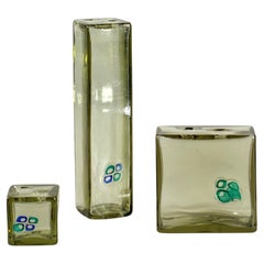 1960 Fulvio Bianconi Vistosi Murrine Murano Glass Set of 3 Vases