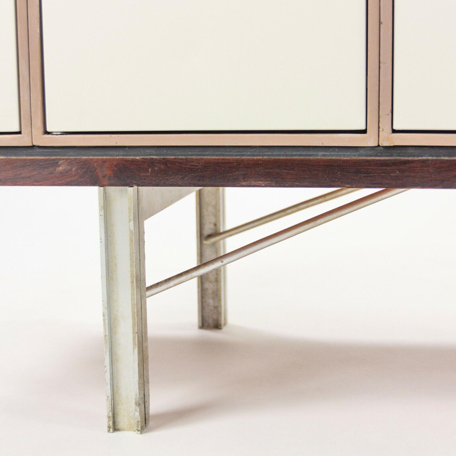 1960 Gerald Luss Rosewood & Metal Credenza Cabinet Once Attributed to Eames IBM For Sale 4