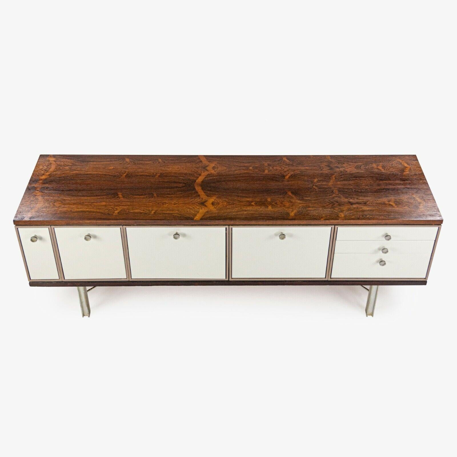 We present an absolutely exceptional and very rare Gerald Luss credenza, produced by the Lehigh Furniture Company circa 1960. This credenza is now famous for its misattribution to Charles and Ray Eames for the IBM Pavilion at the 1964 World's fair.