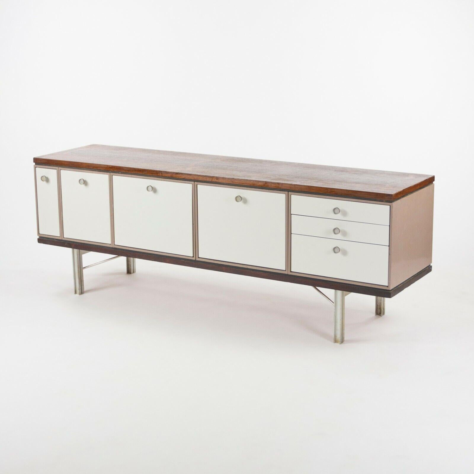 Modern 1960 Gerald Luss Rosewood & Metal Credenza Cabinet Once Attributed to Eames IBM For Sale