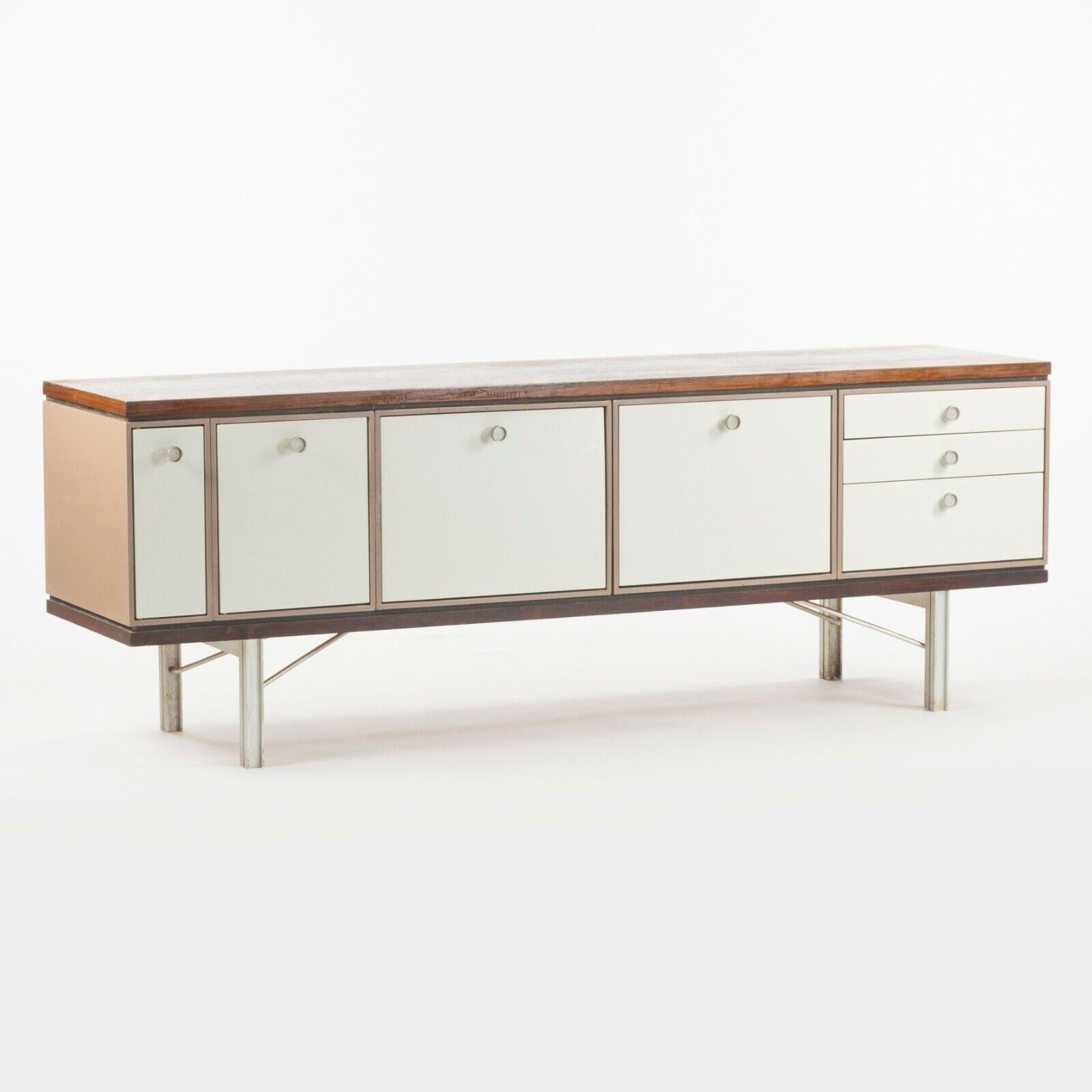 American 1960 Gerald Luss Rosewood & Metal Credenza Cabinet Once Attributed to Eames IBM For Sale