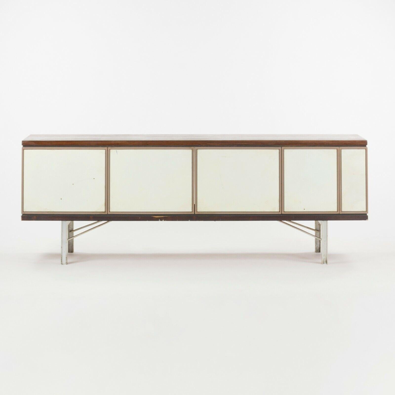 American 1960 Gerald Luss Rosewood & Metal Credenza Cabinet Once Attributed to Eames IBM For Sale