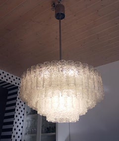 1 „von 2“ Kaskadenförmiger 20-Zoll-Murano-Kronleuchter aus Glasröhren von Doria, 1960er Jahre