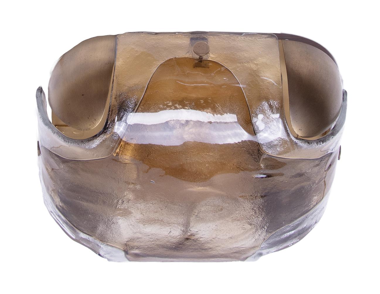 1960 Deutscher Kaiser Bernstein Murano Flush Mount Glas & Messing im Angebot 4
