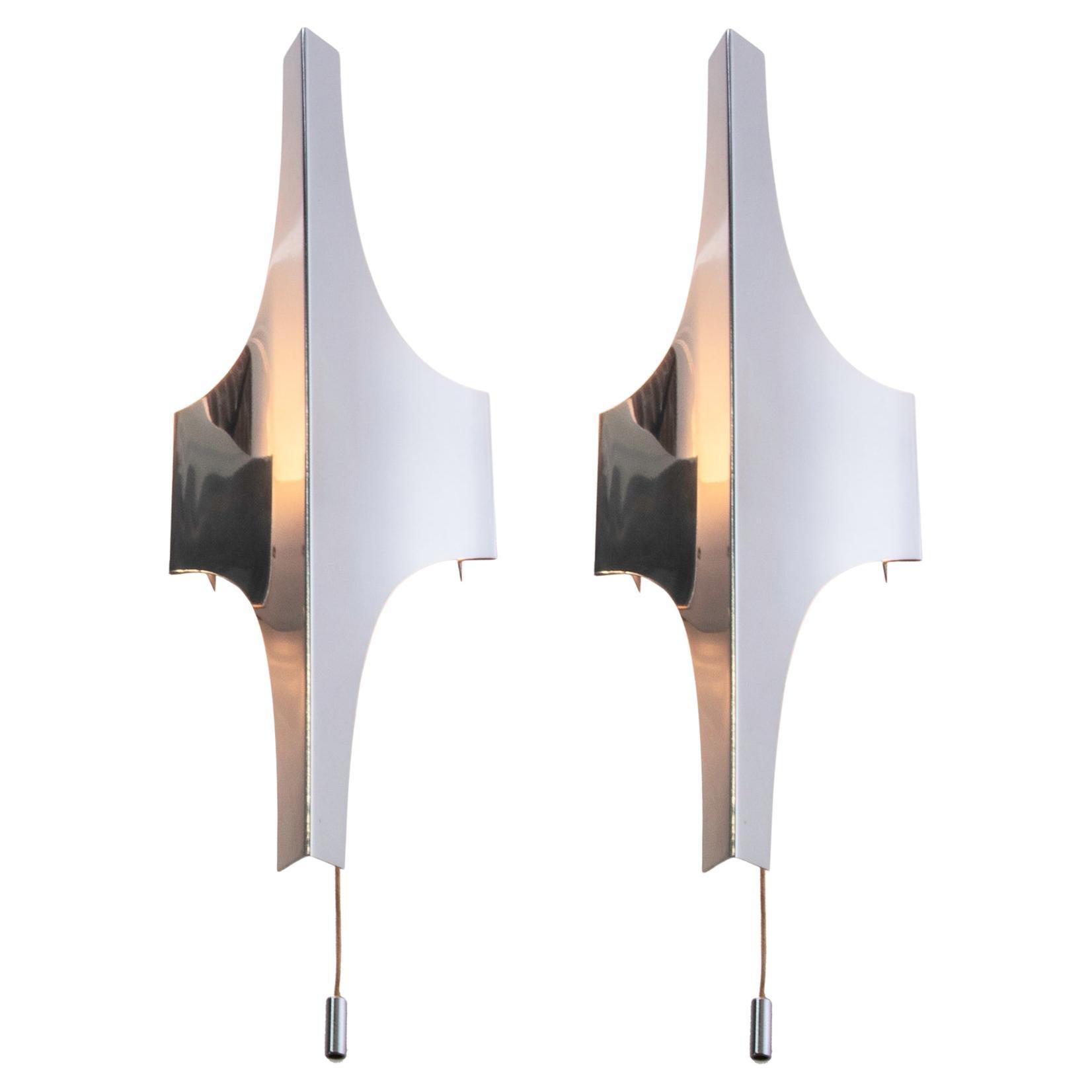 1960 Germany Doria Wall Sconce Nickel-Plated, Set of 2