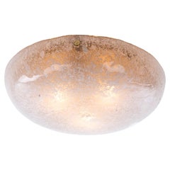 1 (of 2) 1960s Hillebrand Flush Mount Ceiling Lamp Venice Murano Glass & Brass