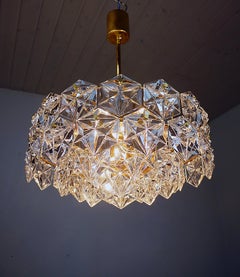 Starburst 18" Kinkeldey Chandelier Crystals & Gold-Plated Brass, Germany 1960s