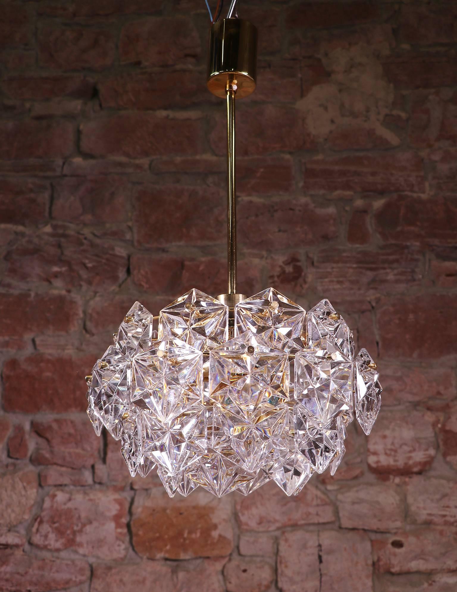 1960 Germany Kinkeldey Gold-Plated Crystal Chandelier In Good Condition In Niederdorfelden, Hessen