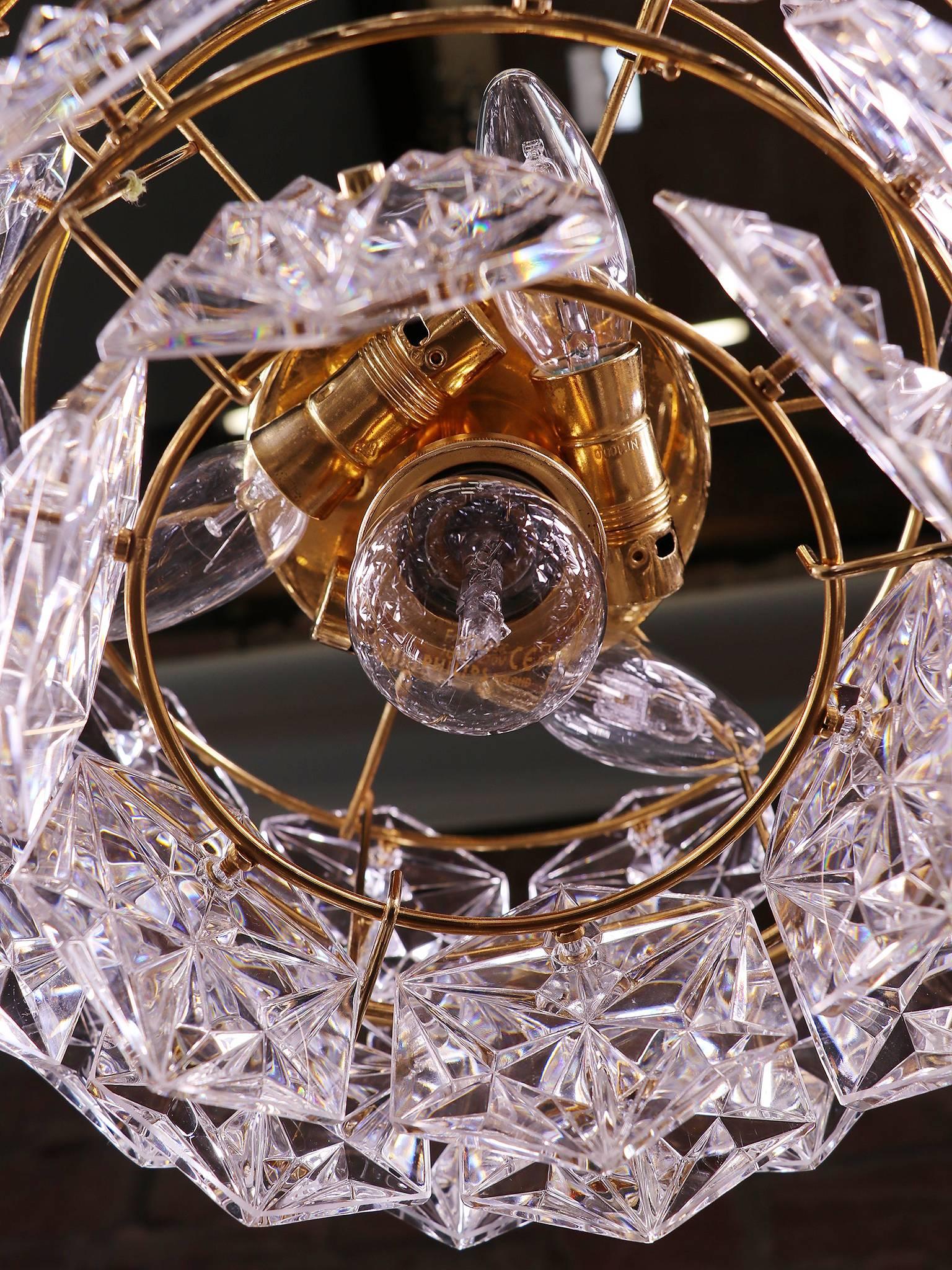 1960 Germany Kinkeldey Gold-Plated Crystal Chandelier 1