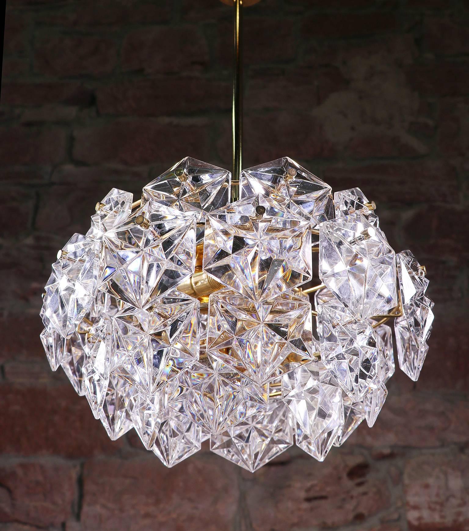 1960 Germany Kinkeldey Gold-Plated Crystal Chandelier 3