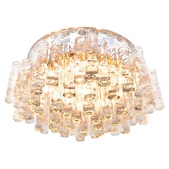 1960s Germany Large 24" Doria Lava Flush Mount Chandelier Murano Glass & Brass