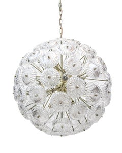 Palwa 22" Snowball Chandelier Crystal & Nickel, Germany 1960s