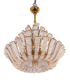 Hollywood Regency Chandelier Crystal & Gilt Brass by Palwa, Germany 1960