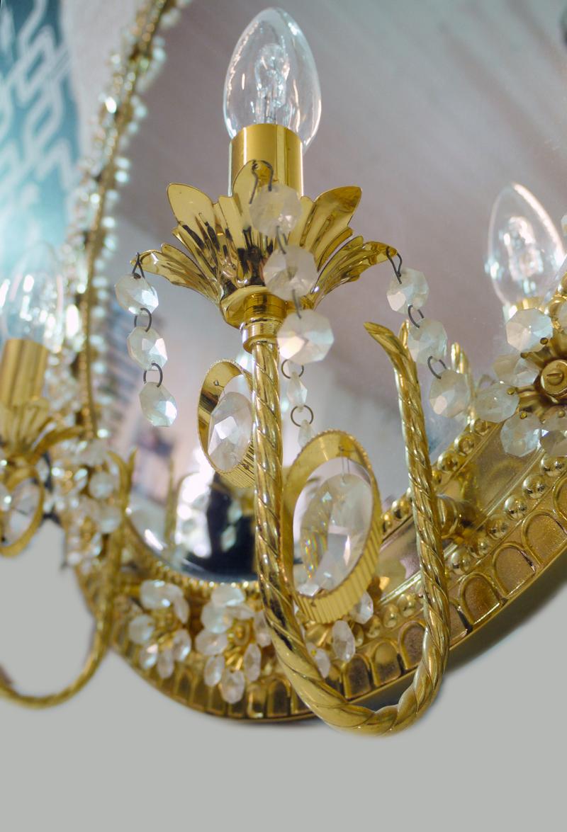 Beleuchteter ovaler Spiegel aus Kristall und vergoldetem Messing von Palwa, Deutschland im Angebot 5