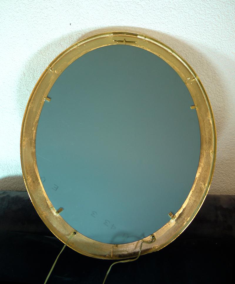 1960 Germany Palwa Illuminated Oval Mirror Crystal and Gilt Brass For Sale 7