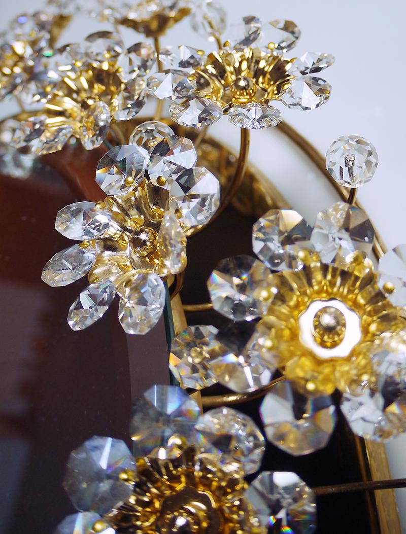 1960, Germany, Palwa Oval Backlit Mirror Crystal & Gilt Brass by Christoph Palme For Sale 1