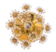 Pareja de apliques de latón dorado y cristal de Palwa, 1960