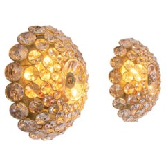 Coppia di applique da parete Palwa “Bubble”, in ottone placcato oro e cristallo, Germania, 1960