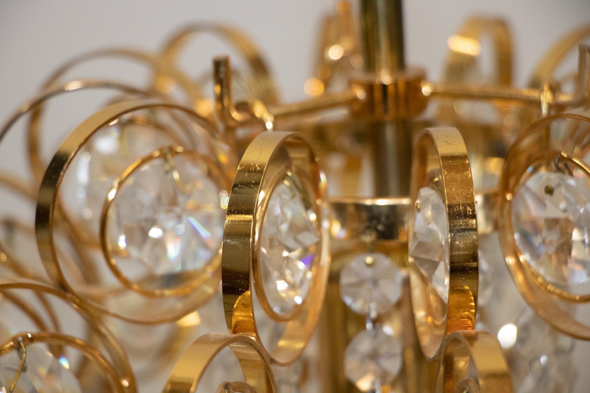 1960 Germania Palwa Orbit Chandelier in cristallo e ottone dorato di Gaetano Sciolari in vendita 3