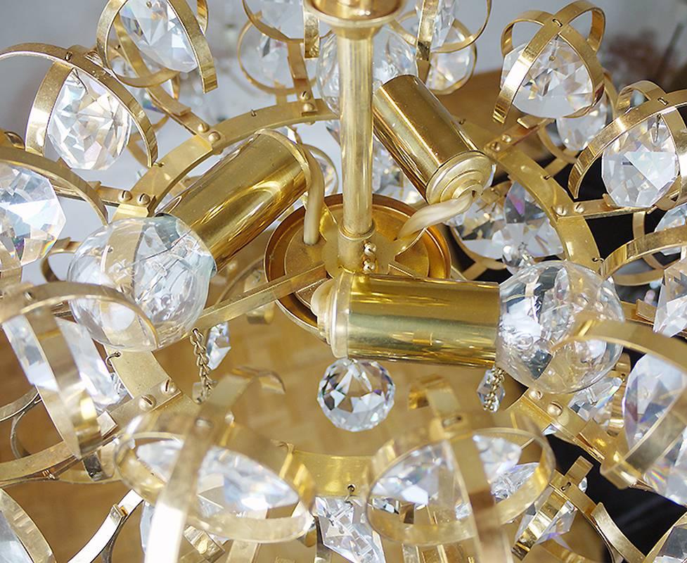 Mid-20th Century 1960 Germany Palwa Sputnik Chandelier Crystal & Gilt Brass by Gaetano Sciolari For Sale