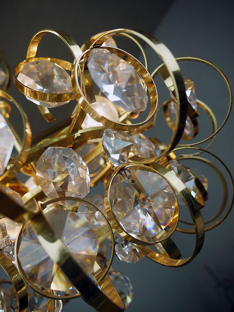 1960 Germany Palwa Sputnik Chandelier Crystal & Gilt Brass by Gaetano Sciolari For Sale 2