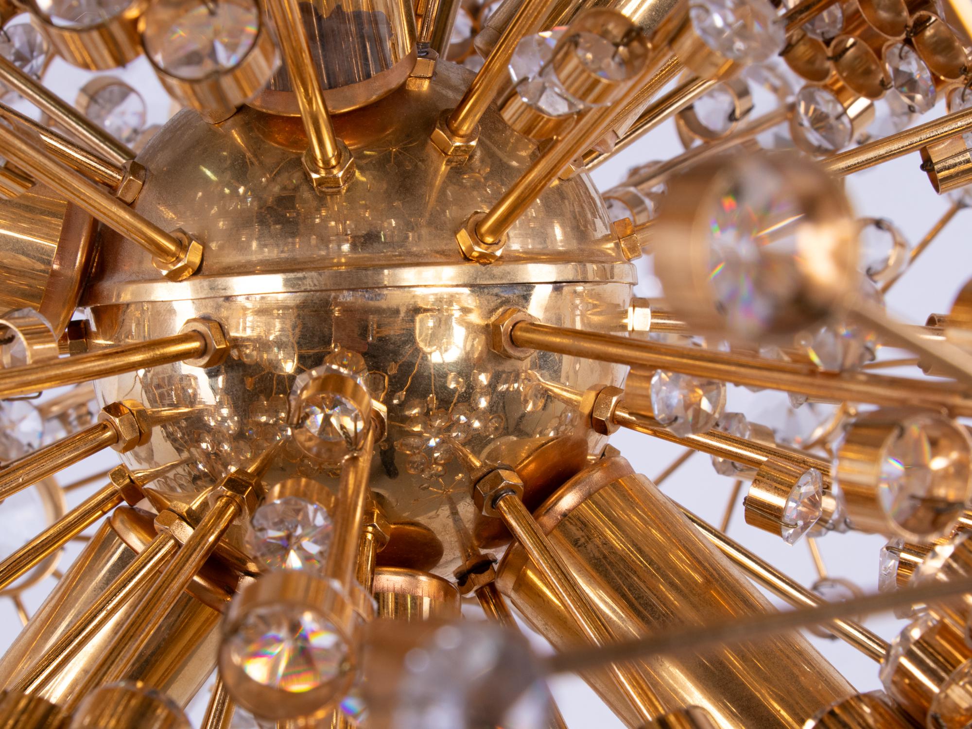 1960 Germany Palwa Sputnik Chandelier Swarovski Crystal & Gilt Brass For Sale 6