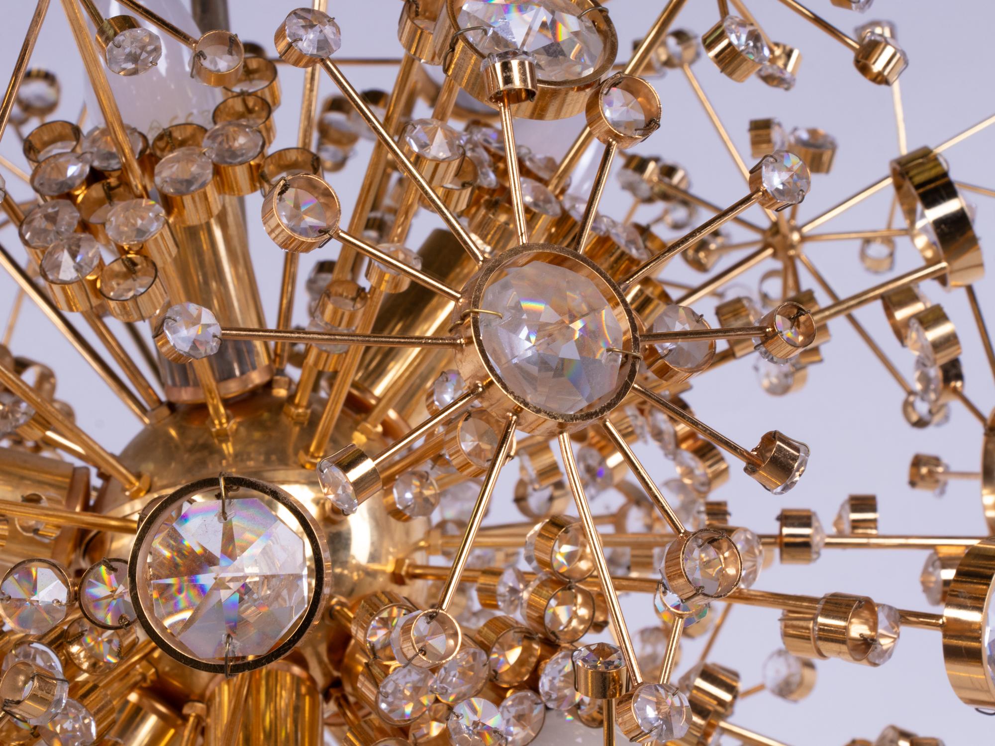 1960 Germany Palwa Sputnik Chandelier Swarovski Crystal & Gilt Brass For Sale 7