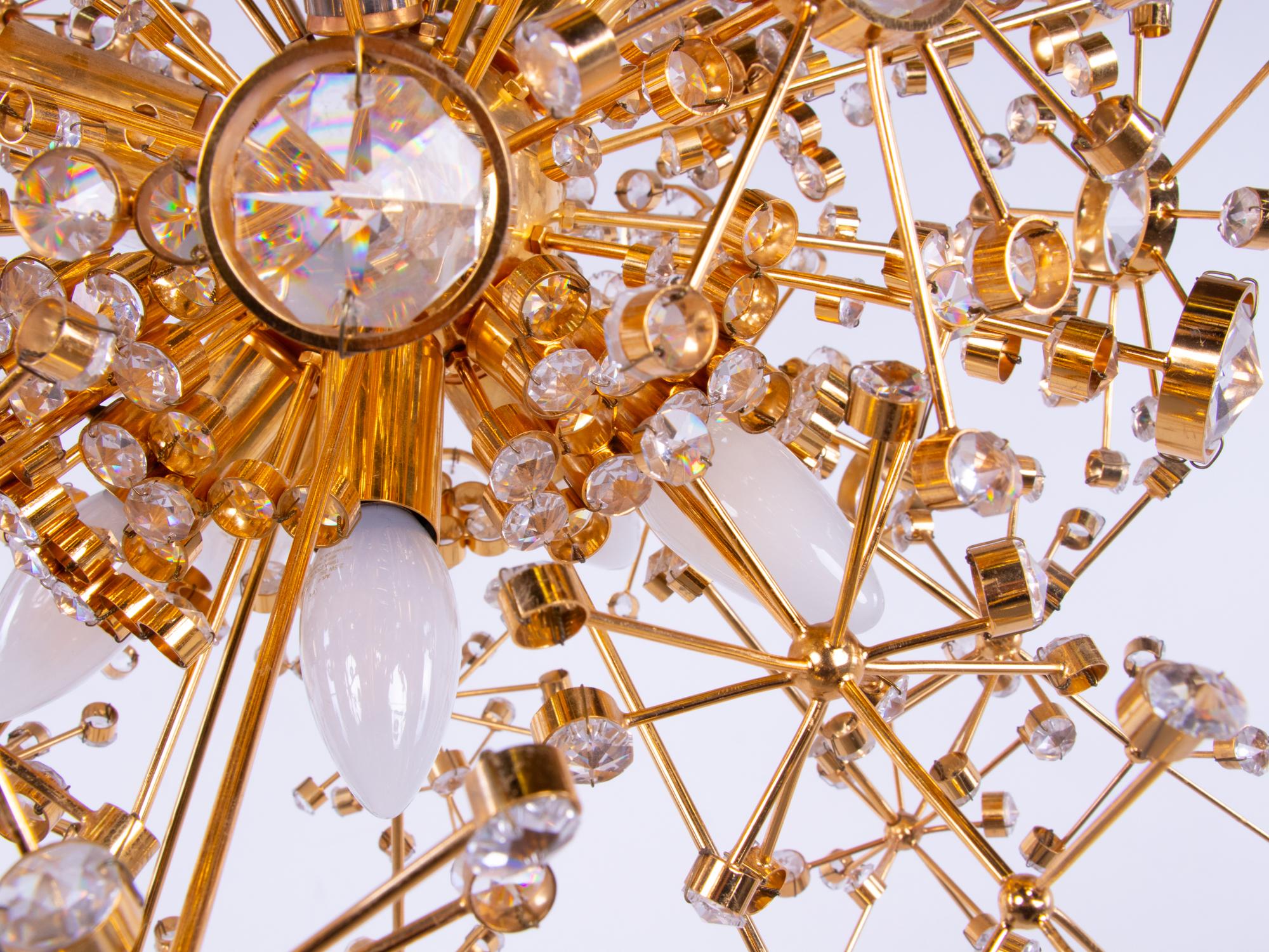 1960 Germany Palwa Sputnik Chandelier Swarovski Crystal & Gilt Brass For Sale 8