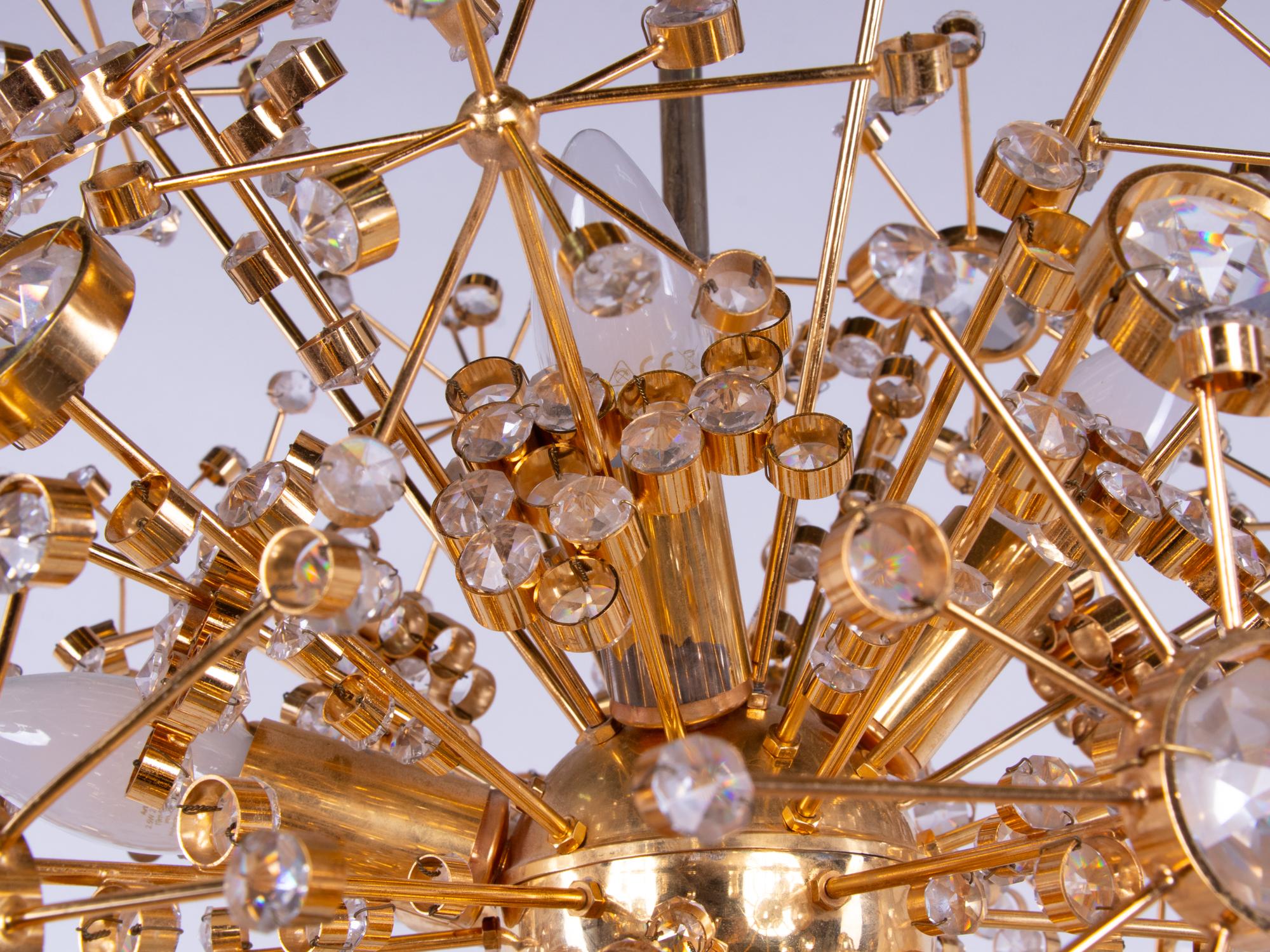 1960 Germany Palwa Sputnik Chandelier Swarovski Crystal & Gilt Brass For Sale 10