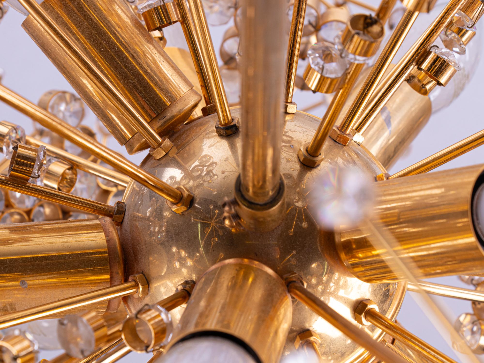 1960 Germany Palwa Sputnik Chandelier Swarovski Crystal & Gilt Brass For Sale 11