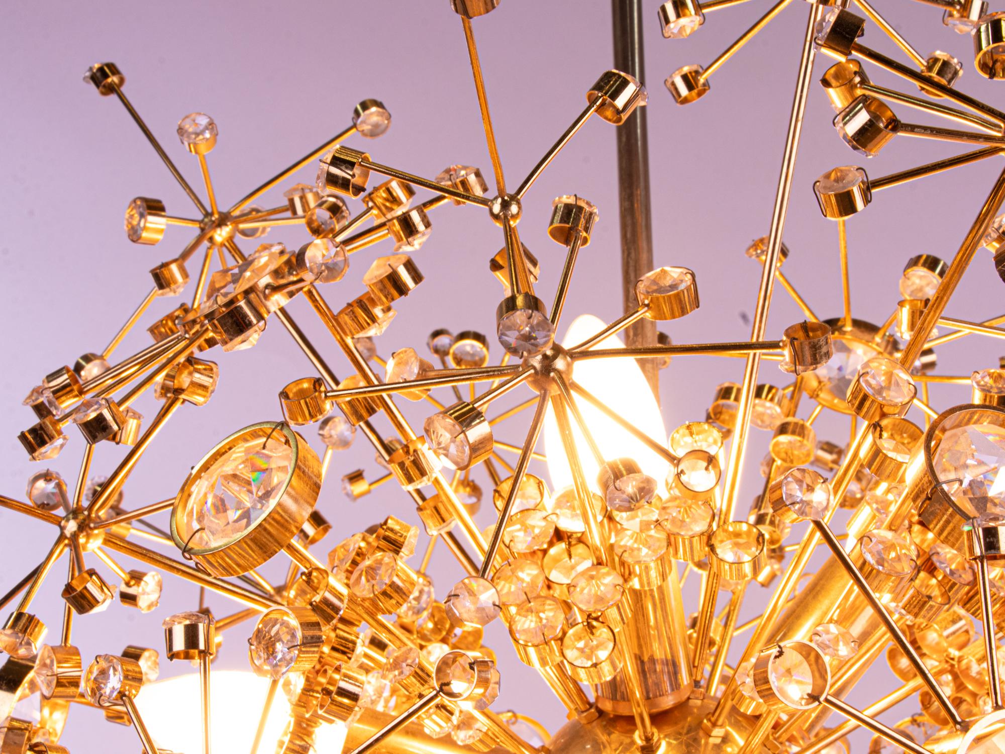 1960 Germany Palwa Sputnik Chandelier Swarovski Crystal & Gilt Brass For Sale 2