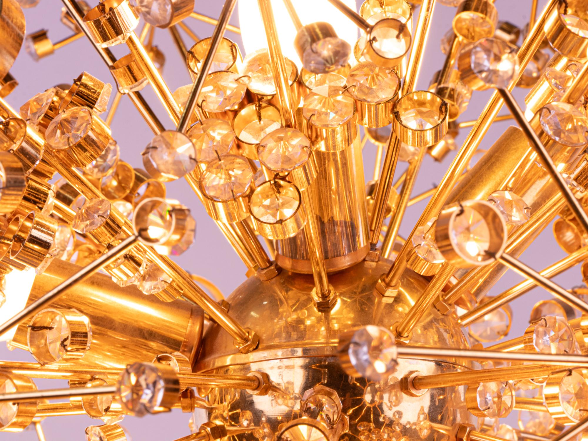 1960 Germany Palwa Sputnik Chandelier Swarovski Crystal & Gilt Brass For Sale 3