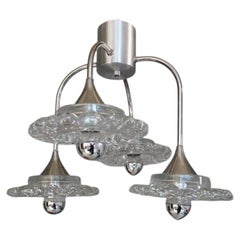 Floral Murano Flush Mount Glass & Chrome by Peill & Putzler, Germany, 1960s